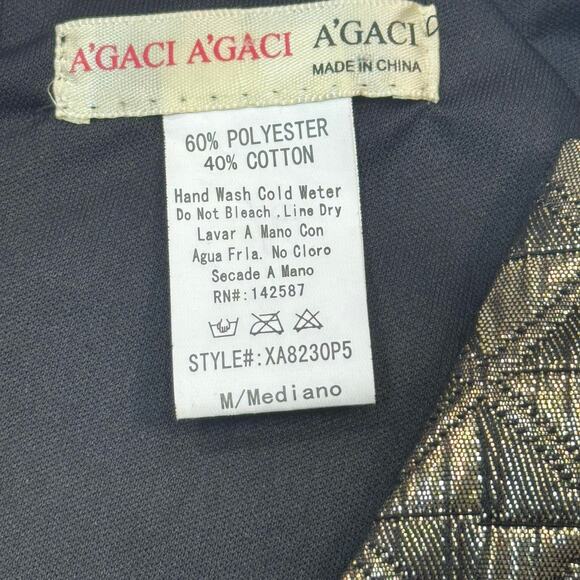 A'gaci Metallic Gold Quilted Fit & Flare Party Dress - Picture 7 of 7